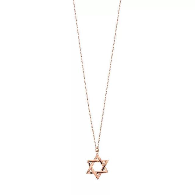 Sterling Silver Star of David Pendant Necklace, Womens 14k Rose Gold Over Product Image