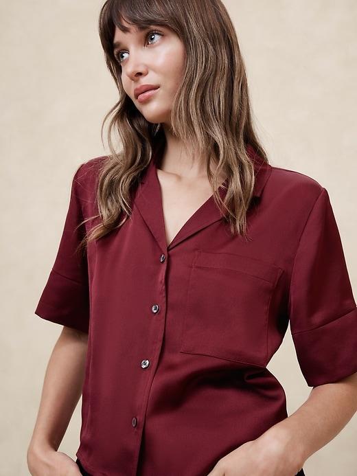 Silky Cropped Shirt Product Image