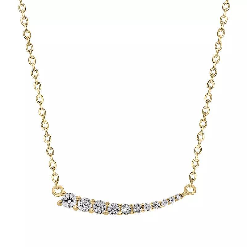 Irena Park Sterling Silver 1/4 Carat T.W. Diamond Crescent Necklace, Womens Gold Tone White Product Image