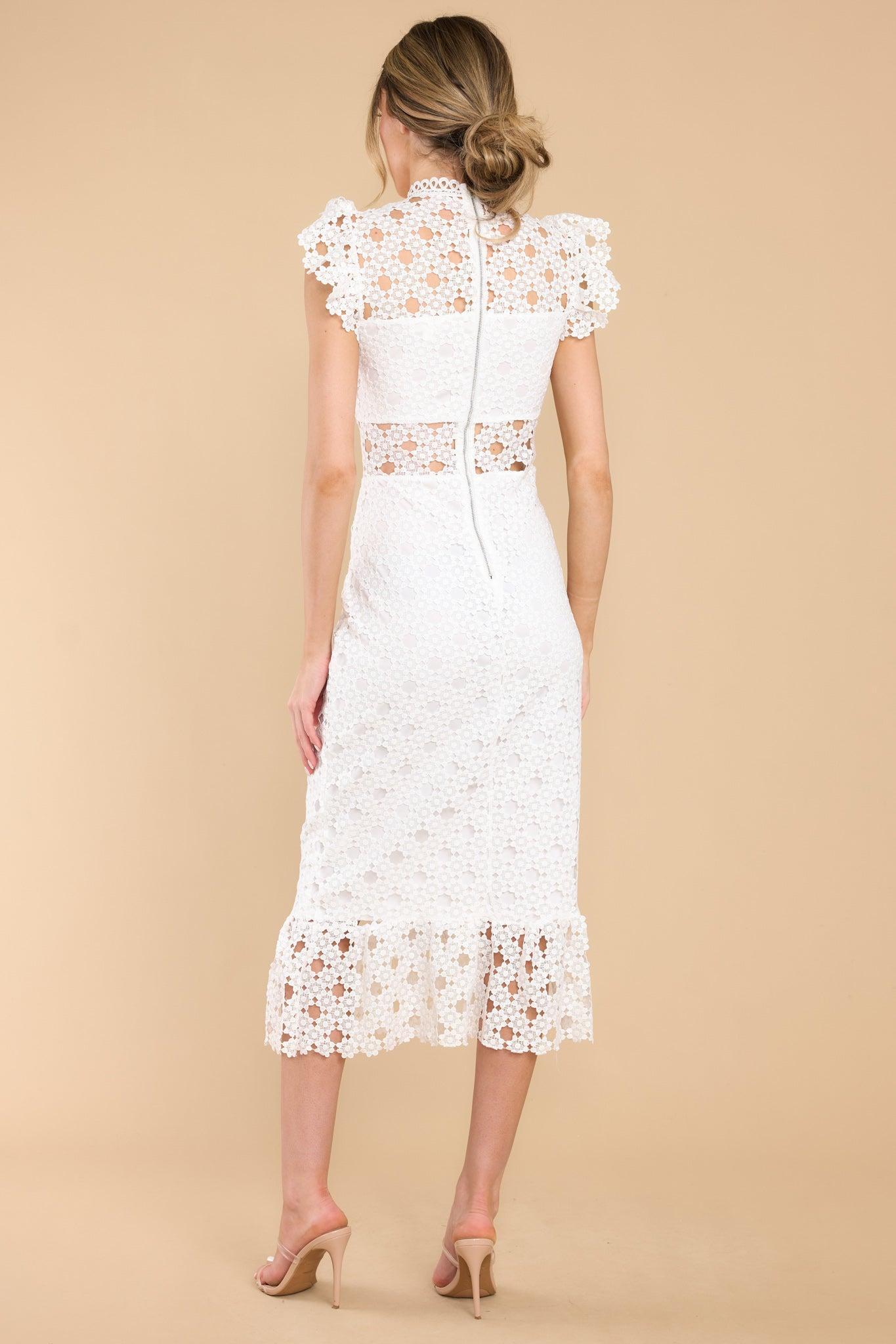 Love's High Hopes White Crochet Midi Dress Product Image