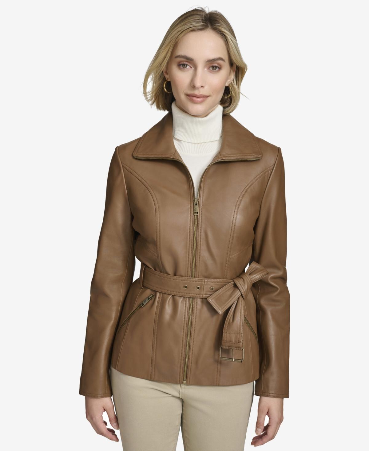 Andrew Marc Womens Tatum Belted Leather Jacket Product Image