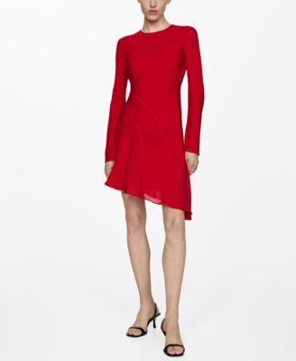 Mango Womens Seam Detail Asymmetric Dress Product Image