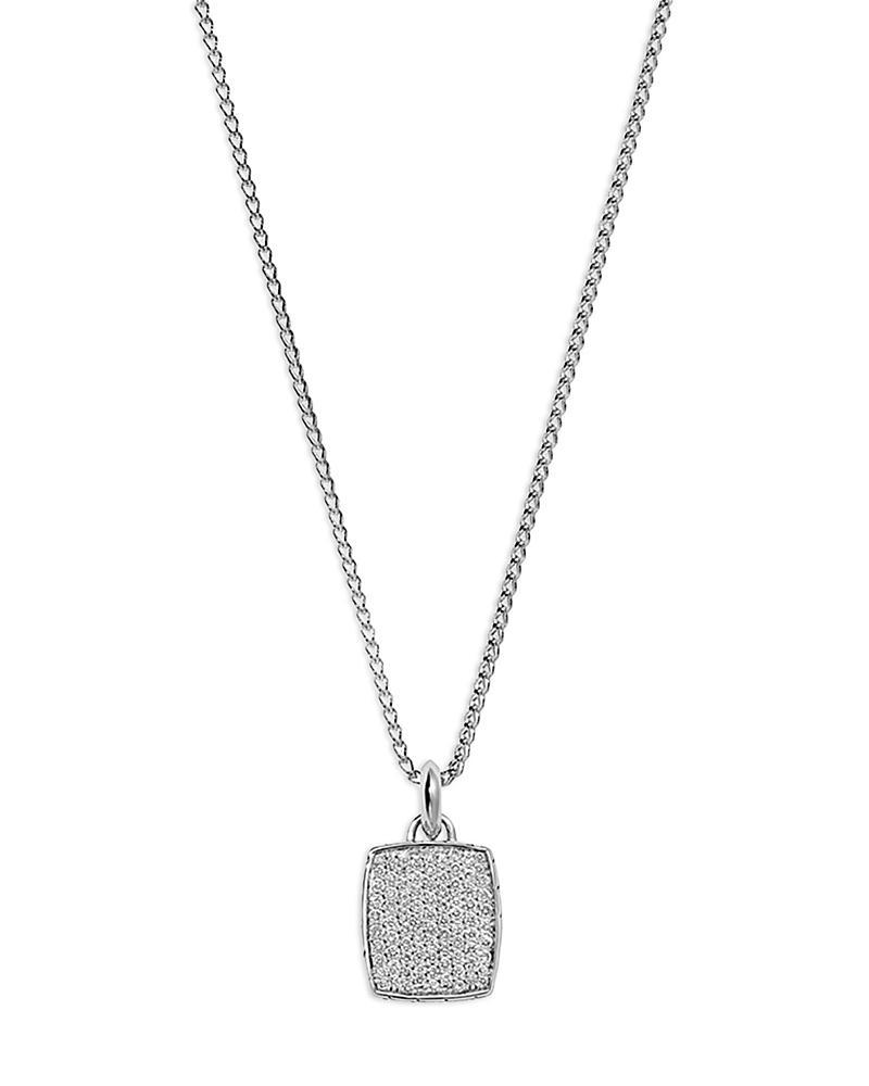 Mens Sterling Silver & 1.08 TCW Pav Diamond Tag Pendant Necklace Product Image