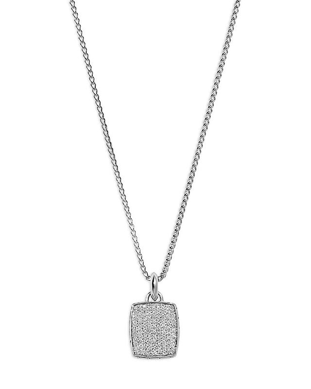 Mens Sterling Silver & 1.08 TCW Pav Diamond Tag Pendant Necklace Product Image