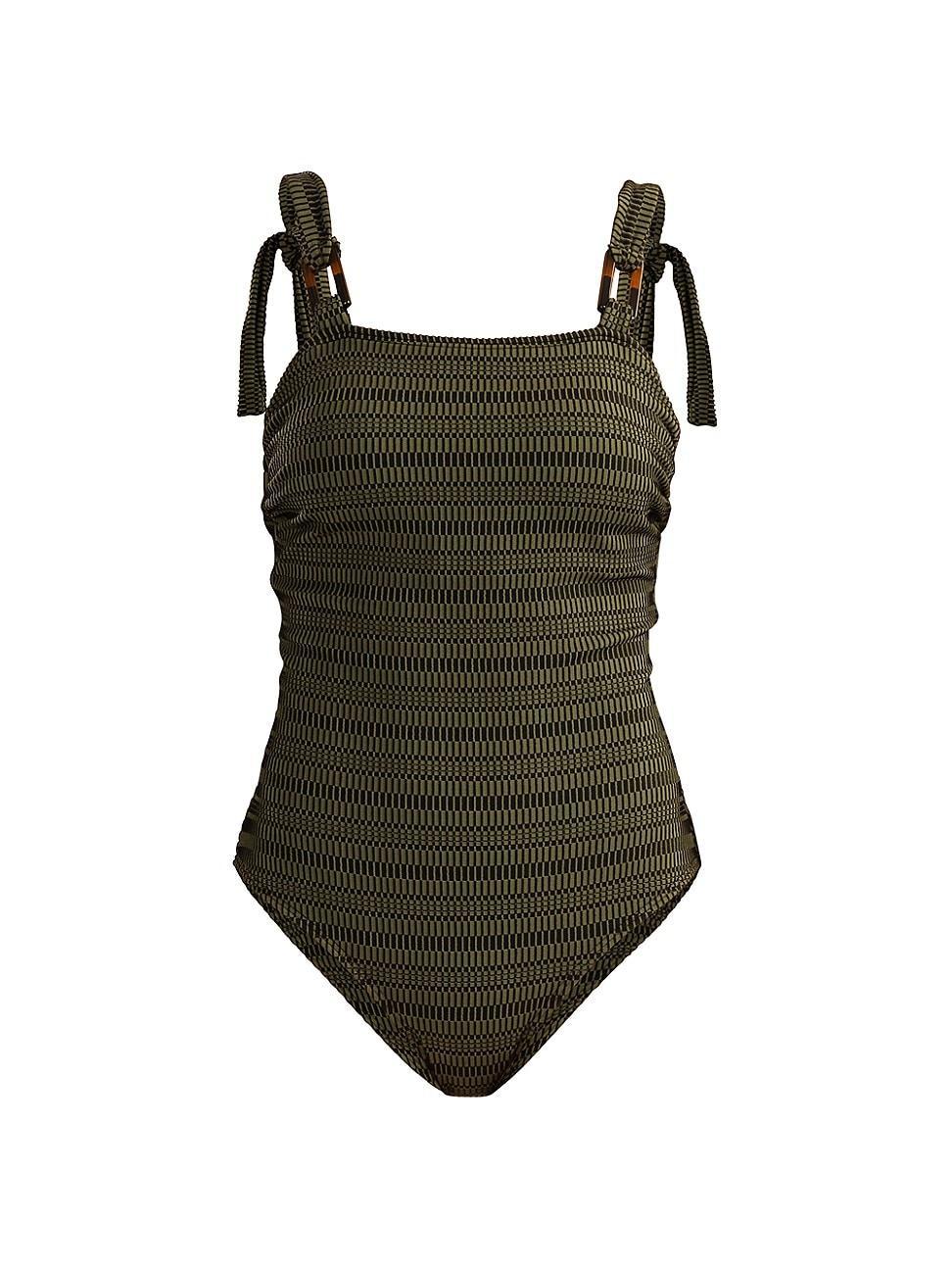 Womens Printed Tie-Strap One-Piece Swimsuit Product Image