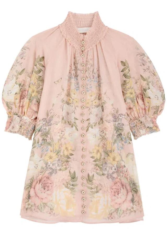 ZIMMERMANN Waverly Short Sleeves Blouse Pink In Pink Floral Product Image