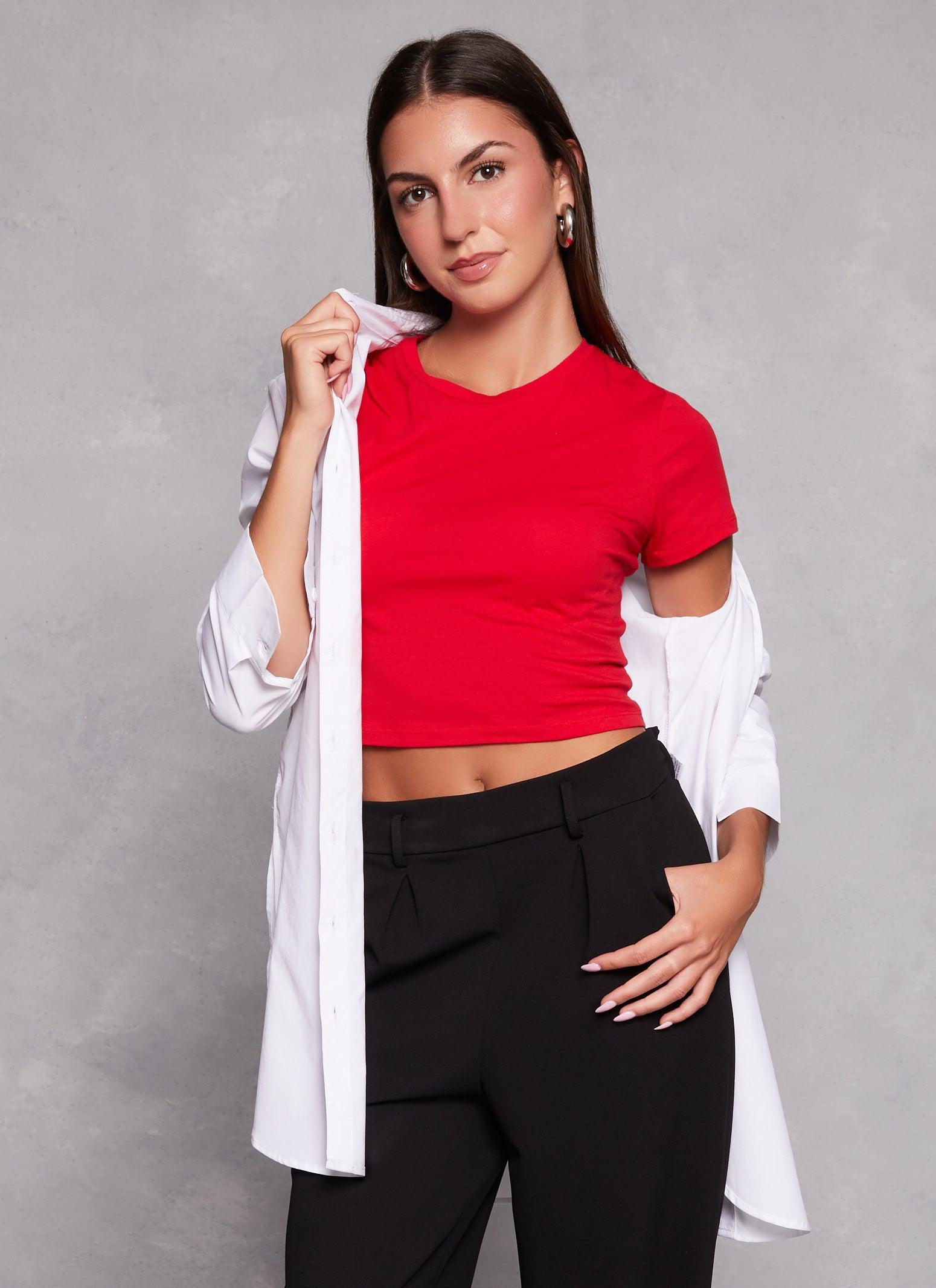 Womens Basic Crew Neck Cropped Tee product image