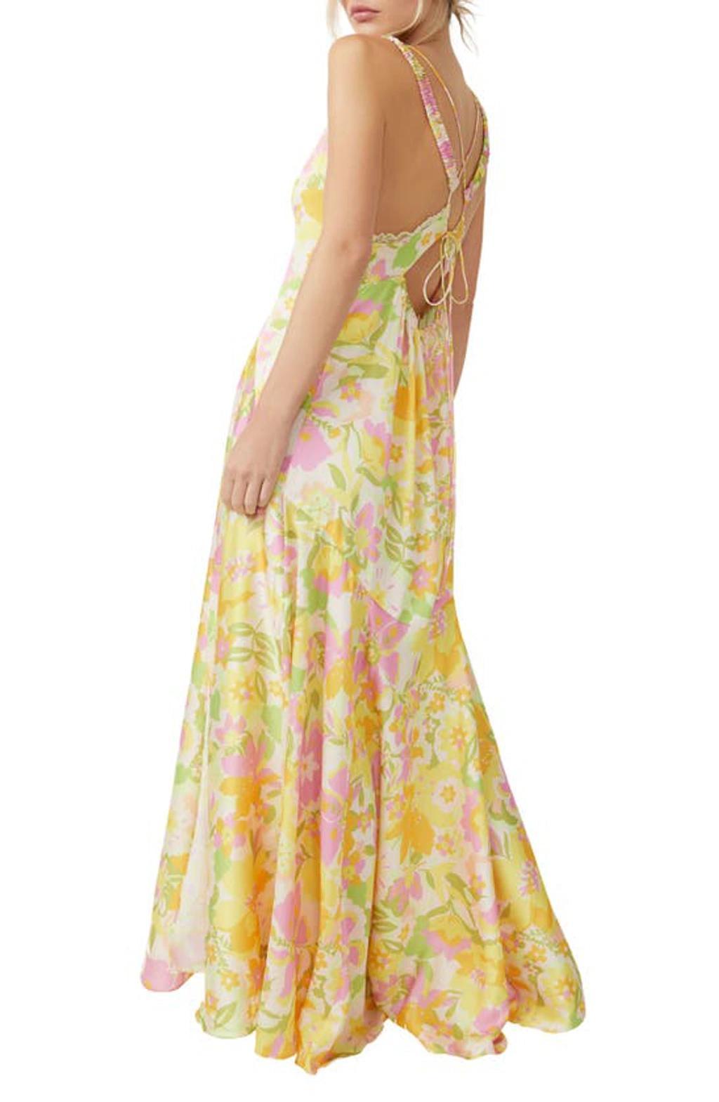 All A Bloom Floral Maxi Nightgown In Yellow Product Image