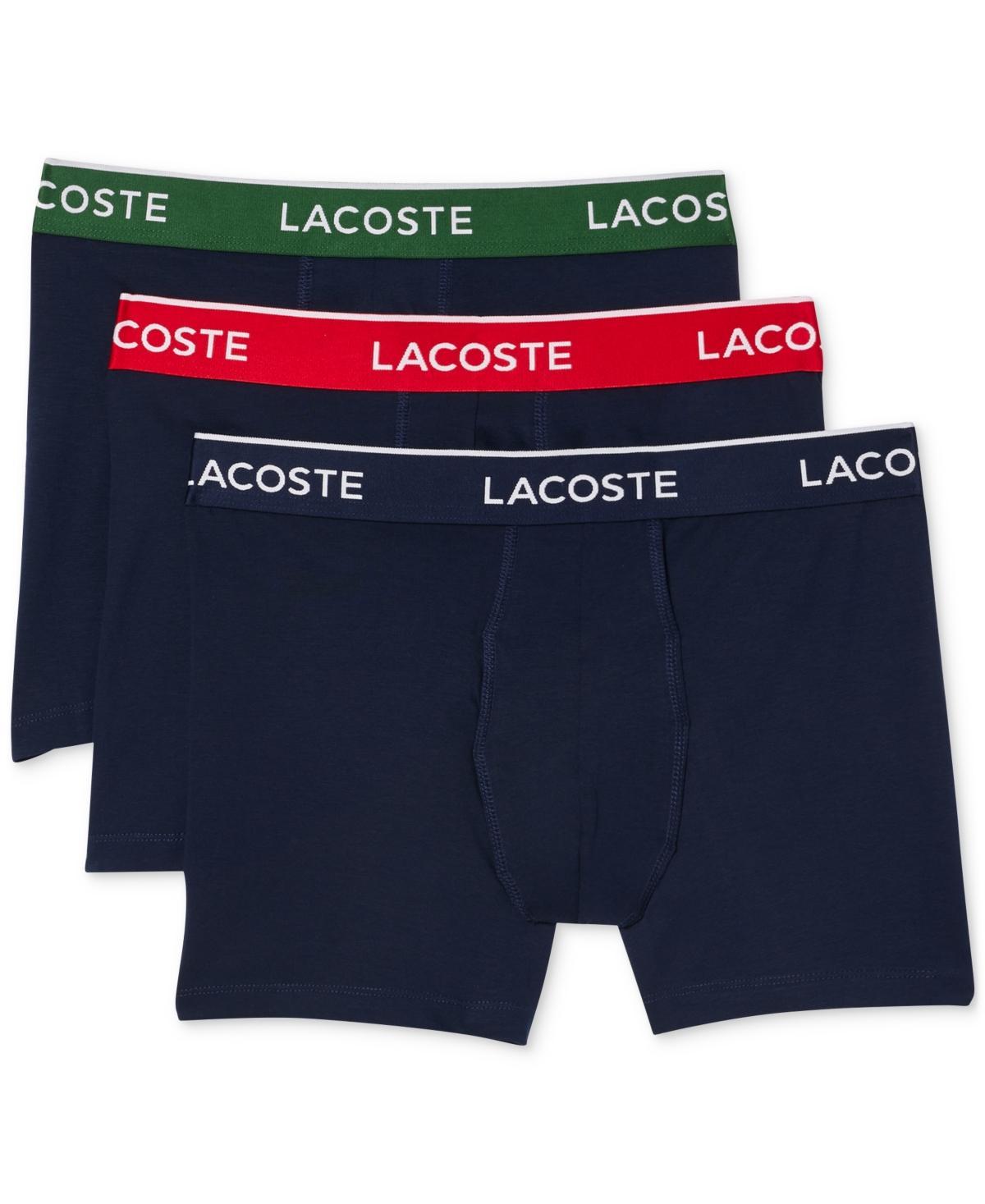 Lacoste Mens Regular Fit Logo Waistband Boxer Briefs, Pack of 3 Product Image