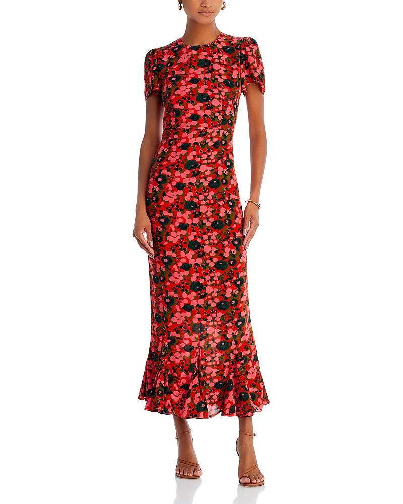 Womens Lulani Floral Ruffled Midi-Dress Product Image