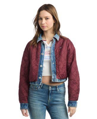 Tommy Jeans Womens Cotton Quilted Reversible Denim Jacket Product Image