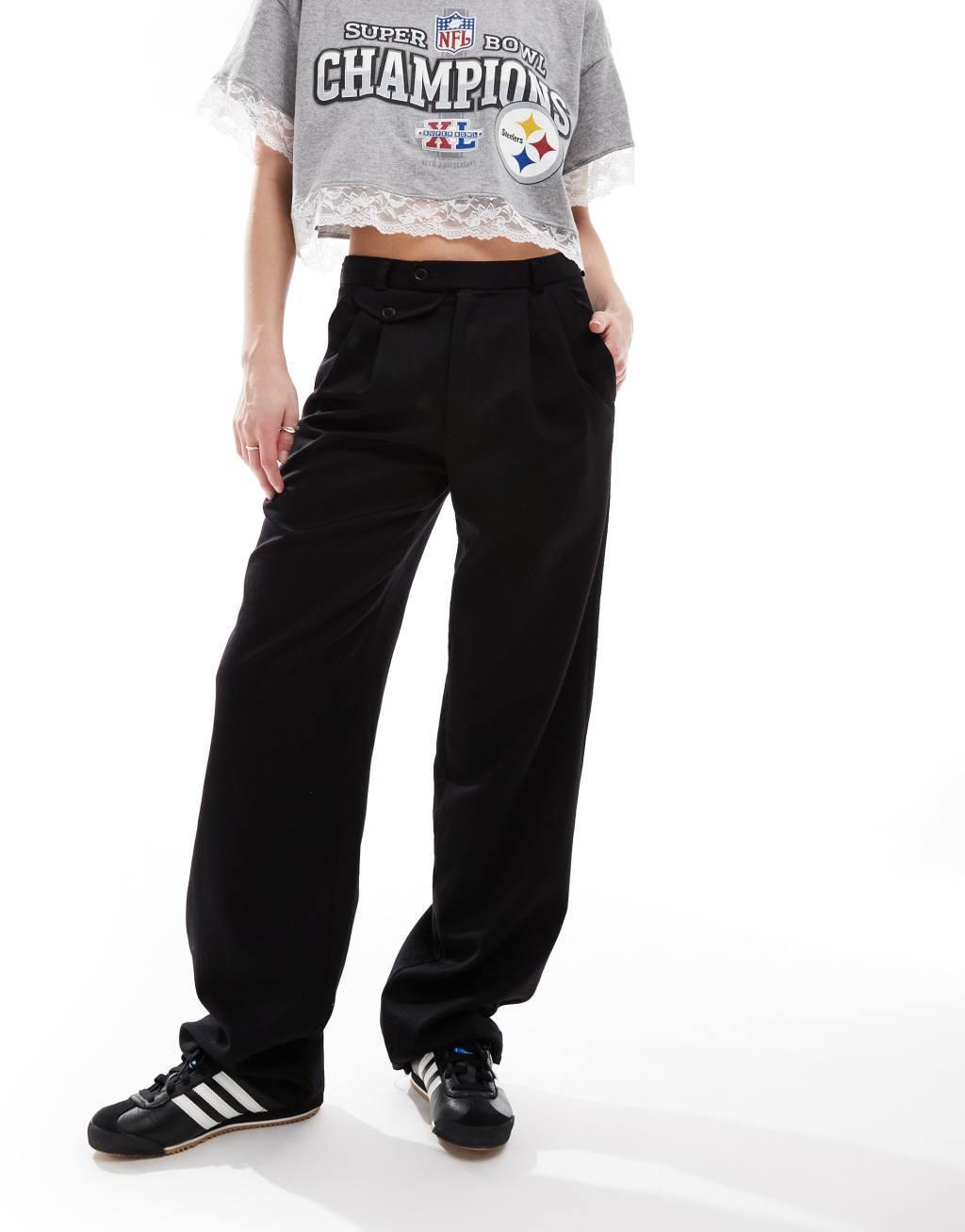 Reclaimed Vintage Revived x Glass Onion slouchy dad pants in black Product Image