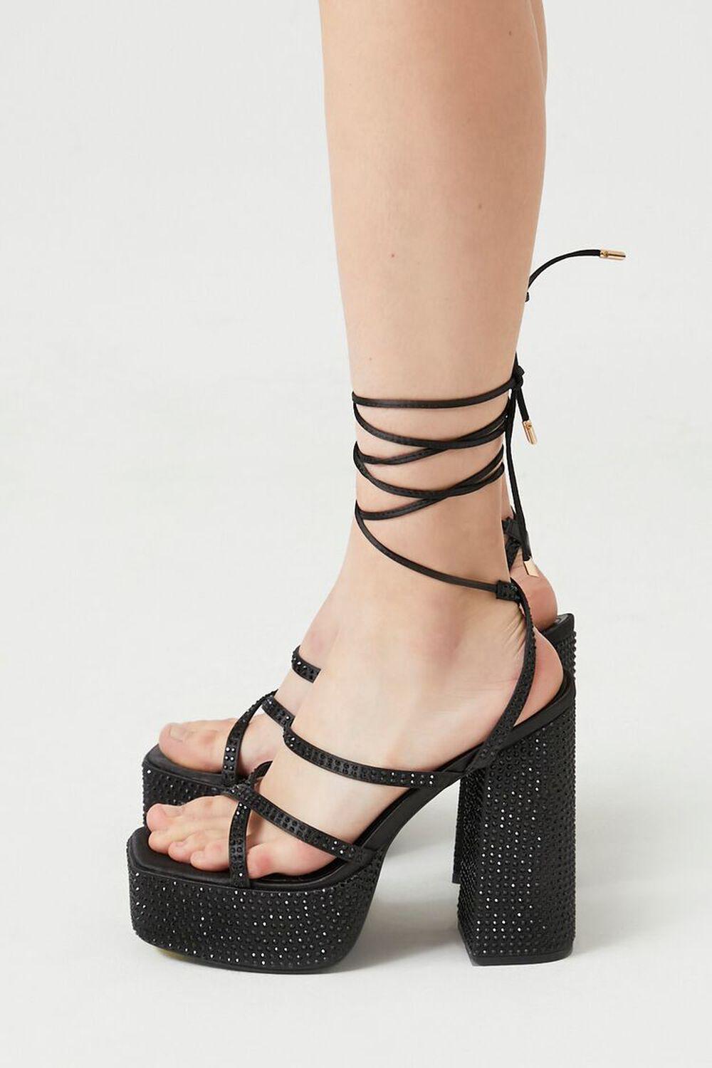 Rhinestone Lace-Up Platform Heels | Forever 21 Product Image