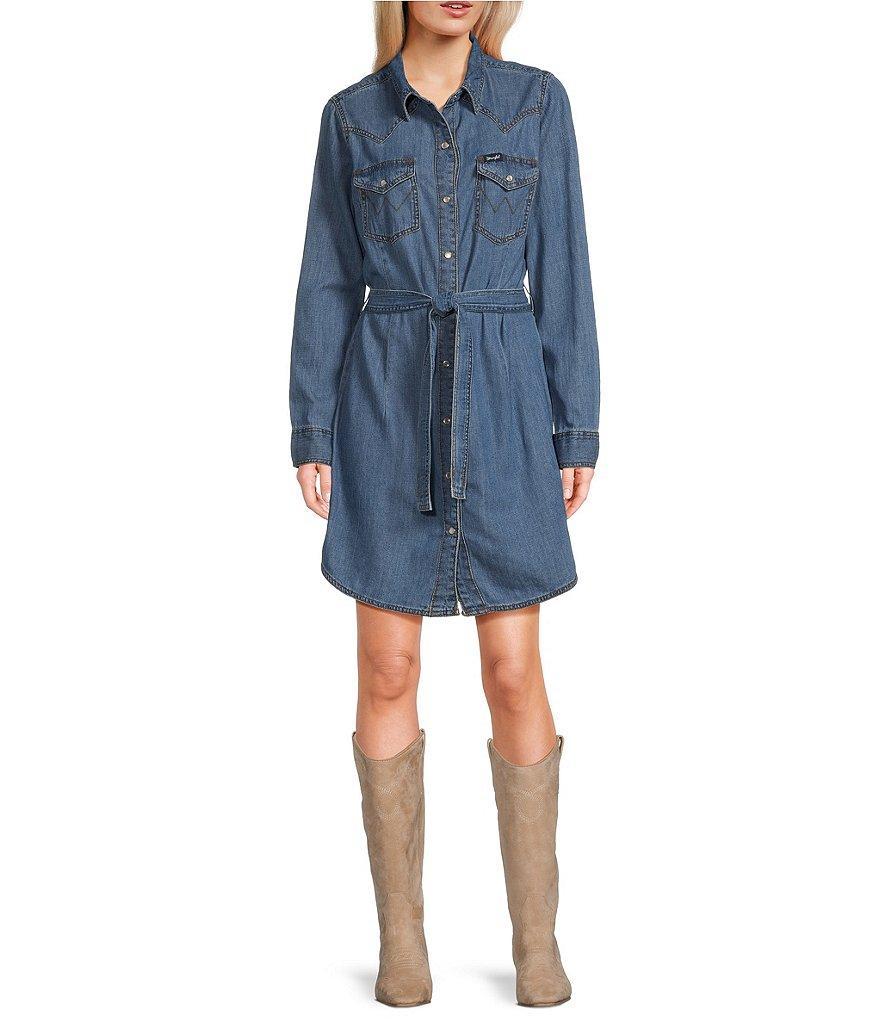 Wrangler® Long Sleeve Denim Western Shirtdress product image