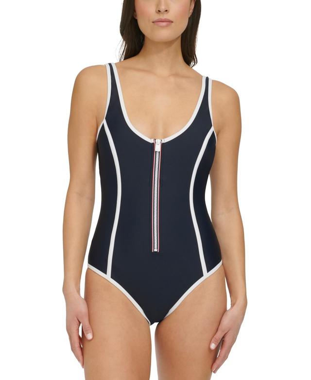 Women's Seamed One-Piece Zip-Up Swimsuit Product Image