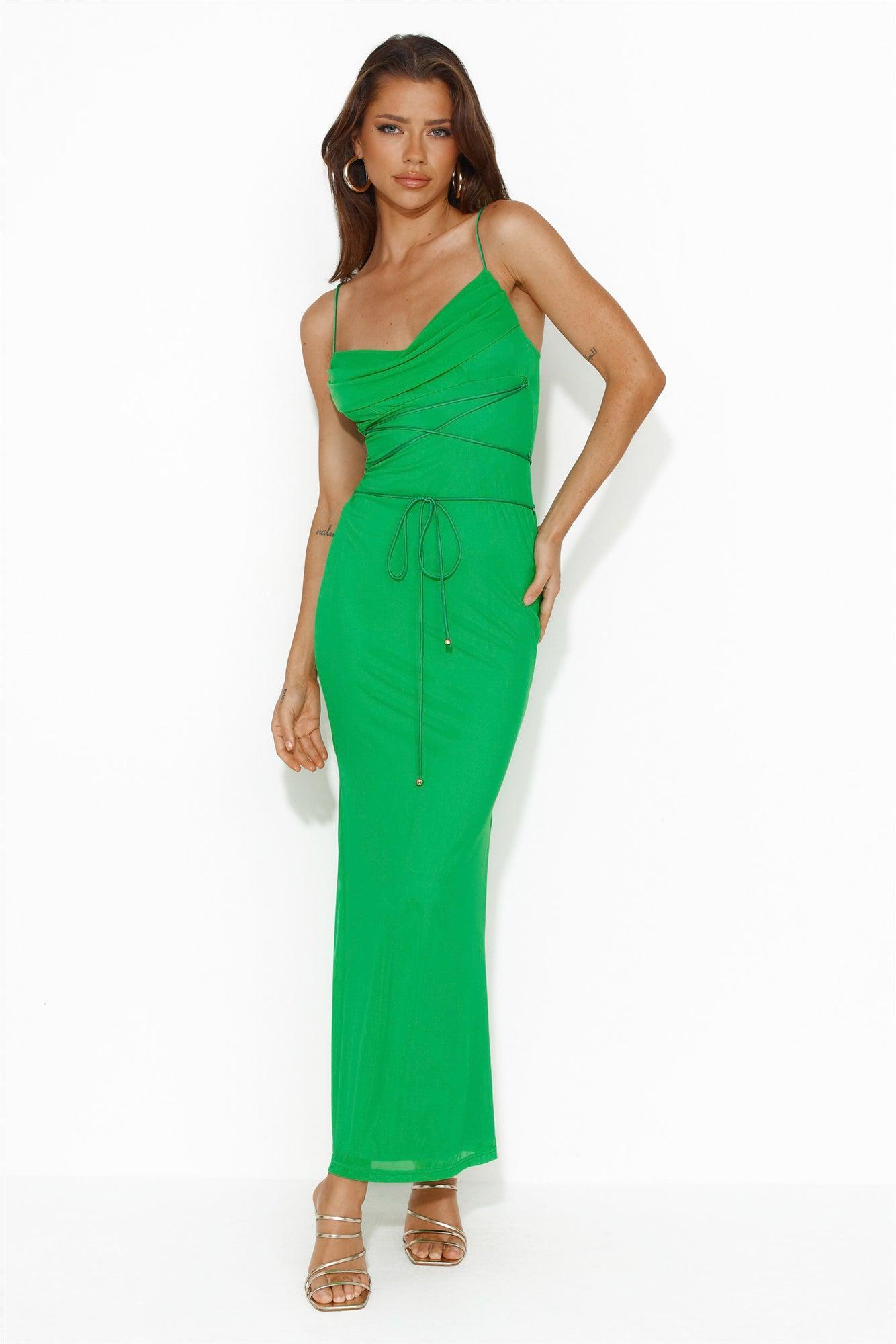 Hourglass Love Mesh Maxi Dress Green Product Image