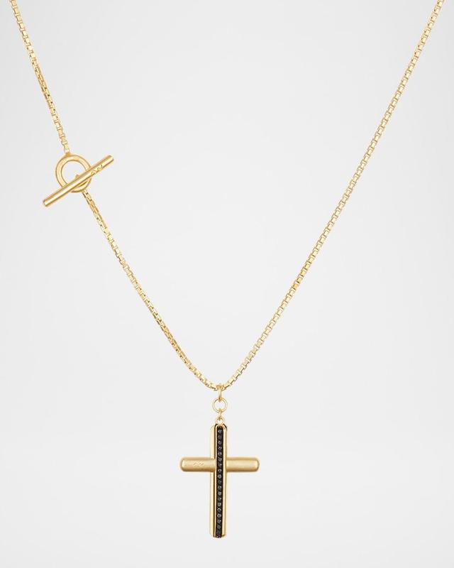 Mens Acies 18K Gold Vermeil Black Diamond Cross Pendant Necklace Product Image