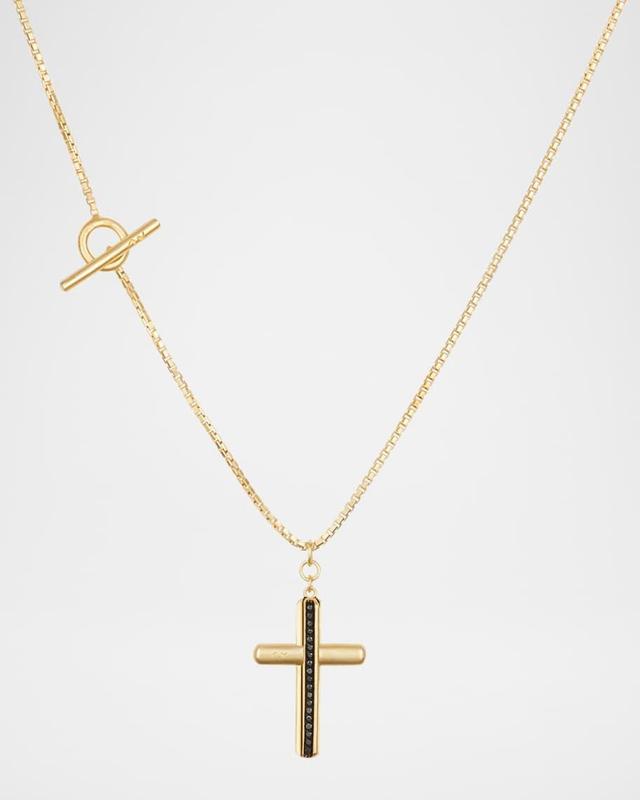 Men's Acies 18K Gold Vermeil Black Diamond Cross Pendant Necklace Product Image