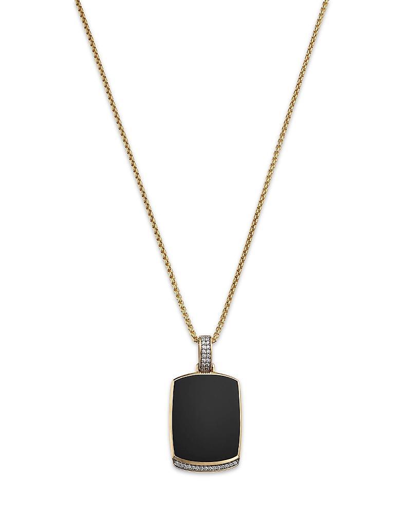 Bloomingdales Mens Onyx & Diamond Dog Tag Pendant Necklace in 14K Yellow Gold, 22 Product Image