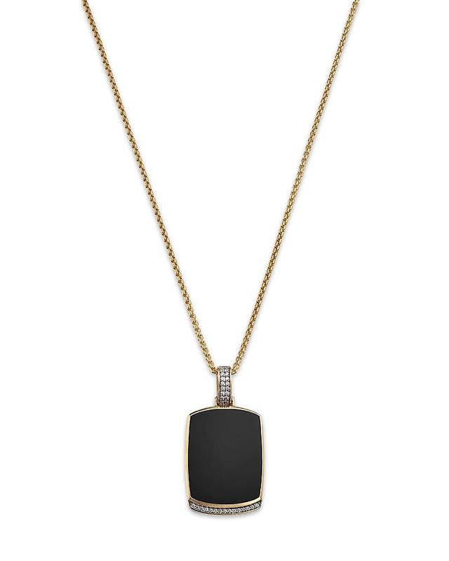 Bloomingdales Fine Collection Mens Onyx & Diamond Dog Tag Pendant Necklace in 14K Yellow Gold, 22 Product Image