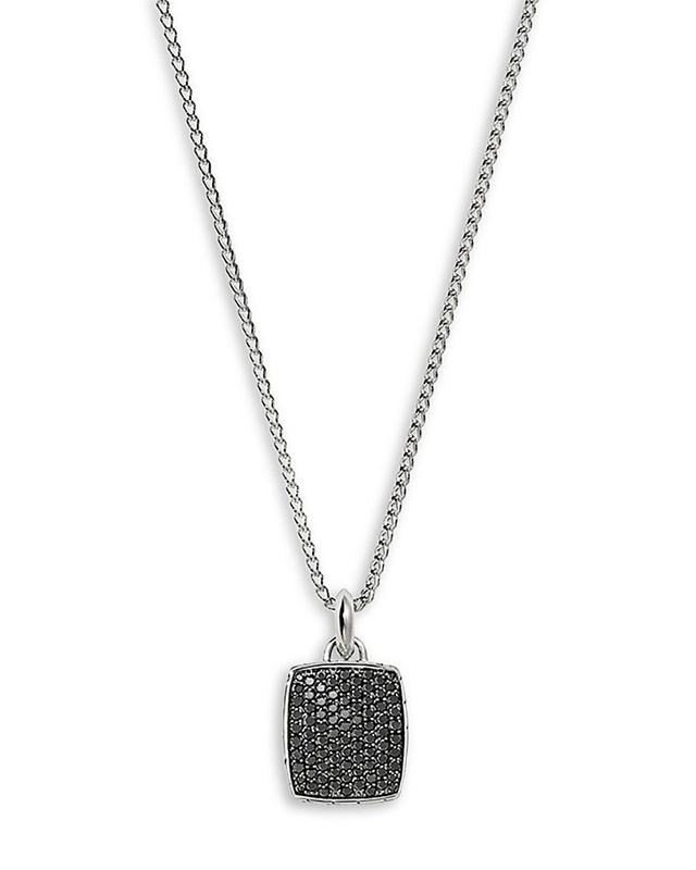 John Hardy Mens Sterling Silver Id Black Sapphire Tag Pendant Necklace, 22 Product Image