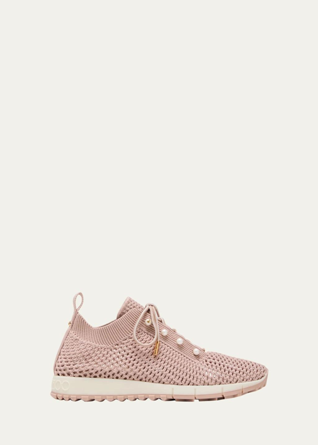 Women's Veles Faux Pearl-embellished Crocheted Sneakers In Macaron Product Image