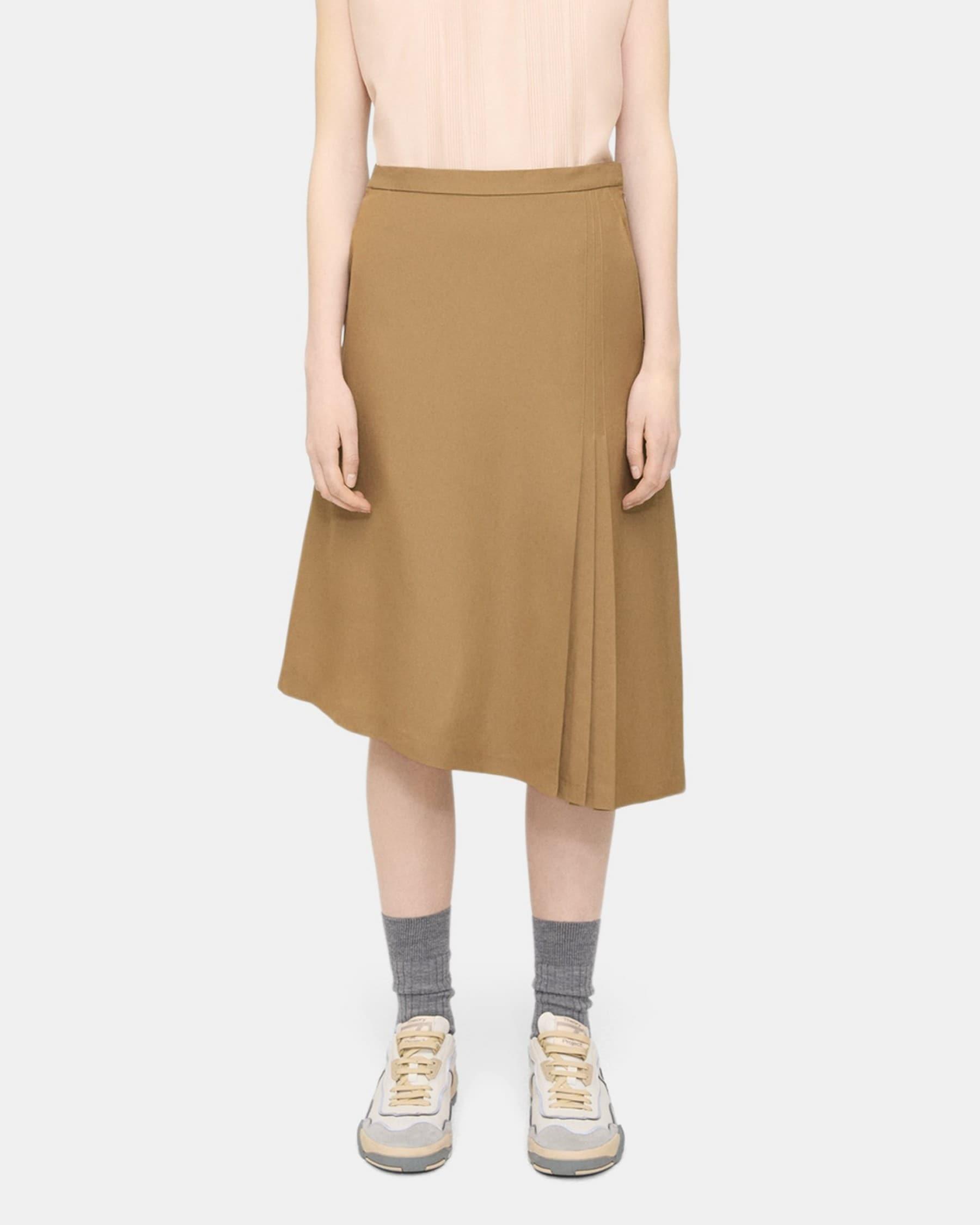 Pleated Asymmetrical Skirt in Wool-Viscose product image