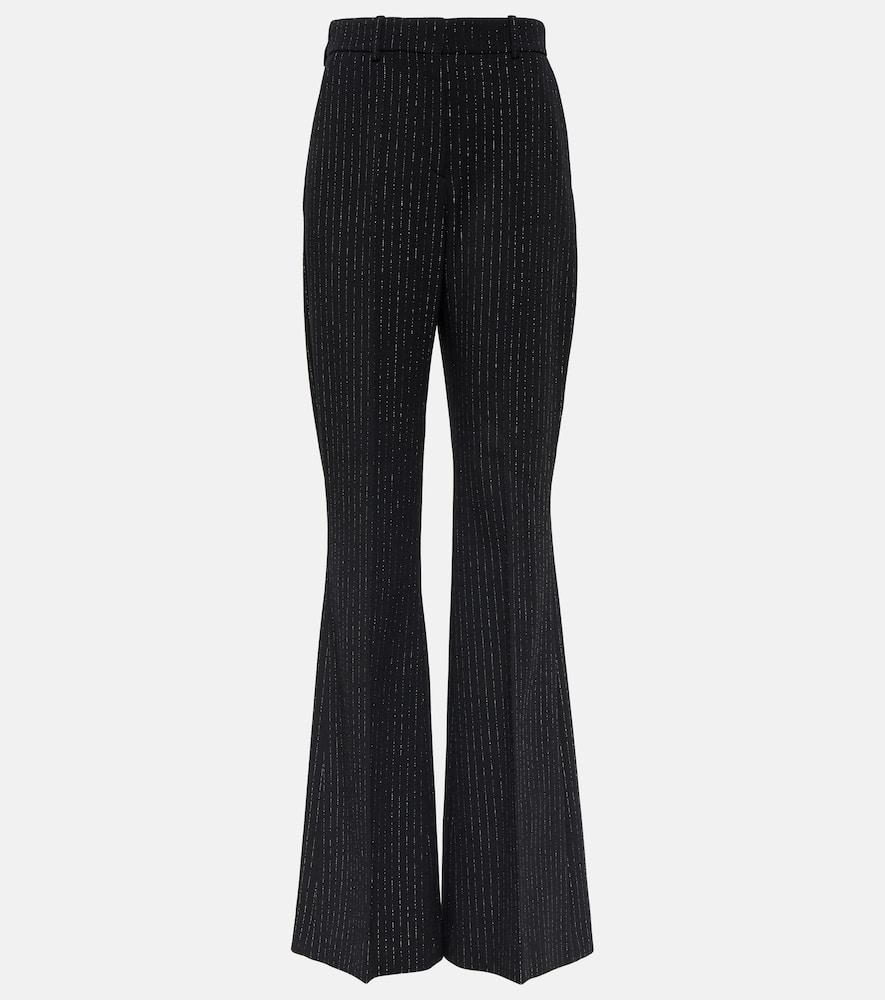 High Waist Lurex Striped Trousers In Nero Product Image