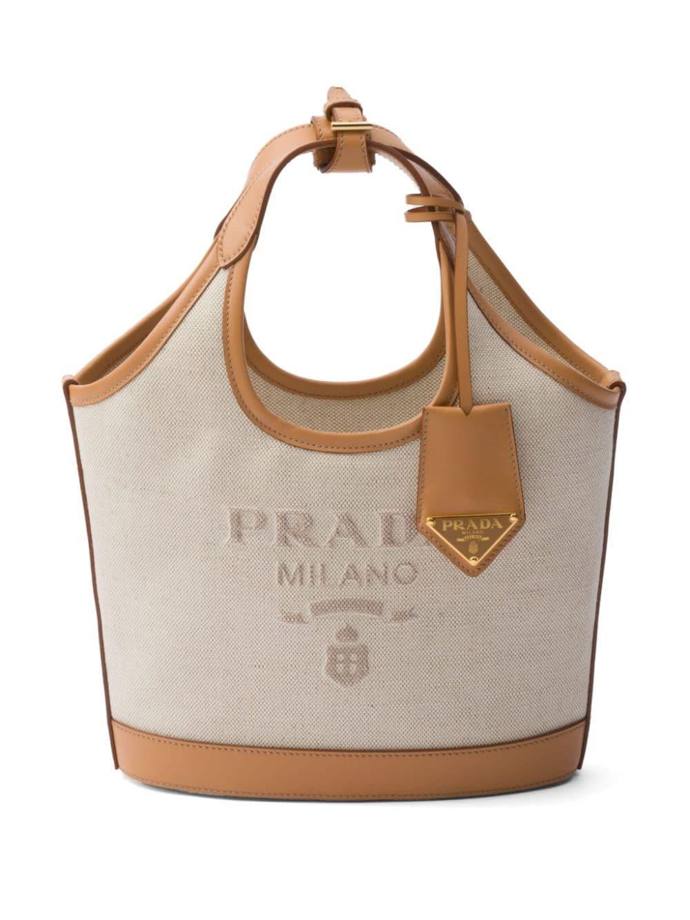 Logo-print Bucket Bag In Beige Product Image