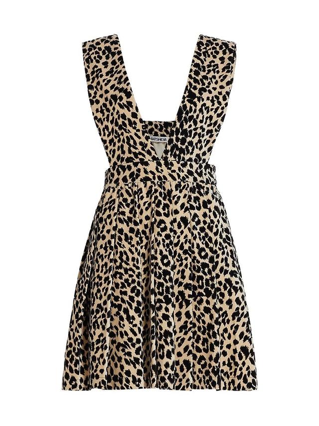 Womens Pleated Leopard Apron Dress Product Image