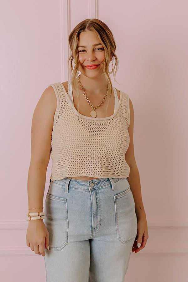 Beach Daydream Knit Crop Top In Natural Product Image