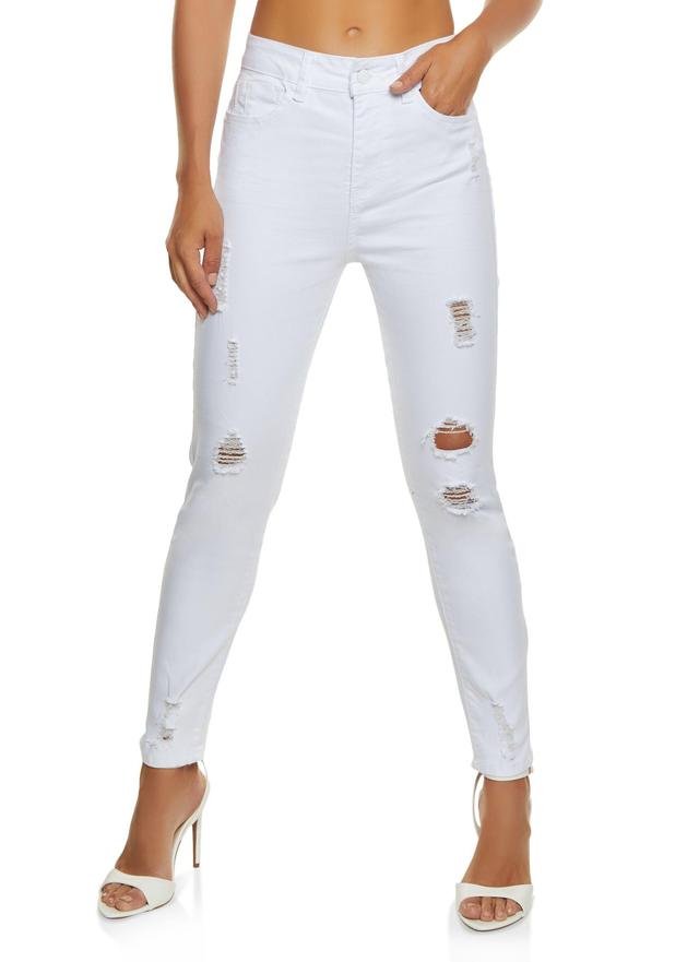 Womens WAX Distressed Frayed Skinny Jeans Product Image