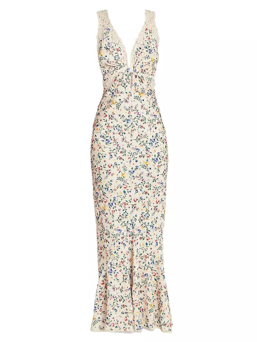 Floral Plunging Flounce Maxi Dress Product Image