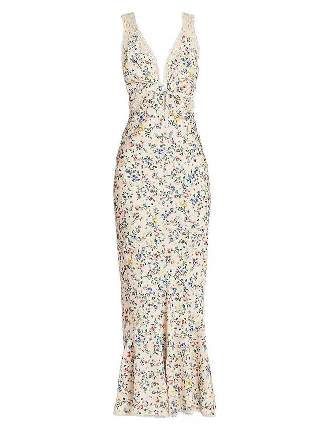 Floral Plunging Flounce Maxi Dress Product Image