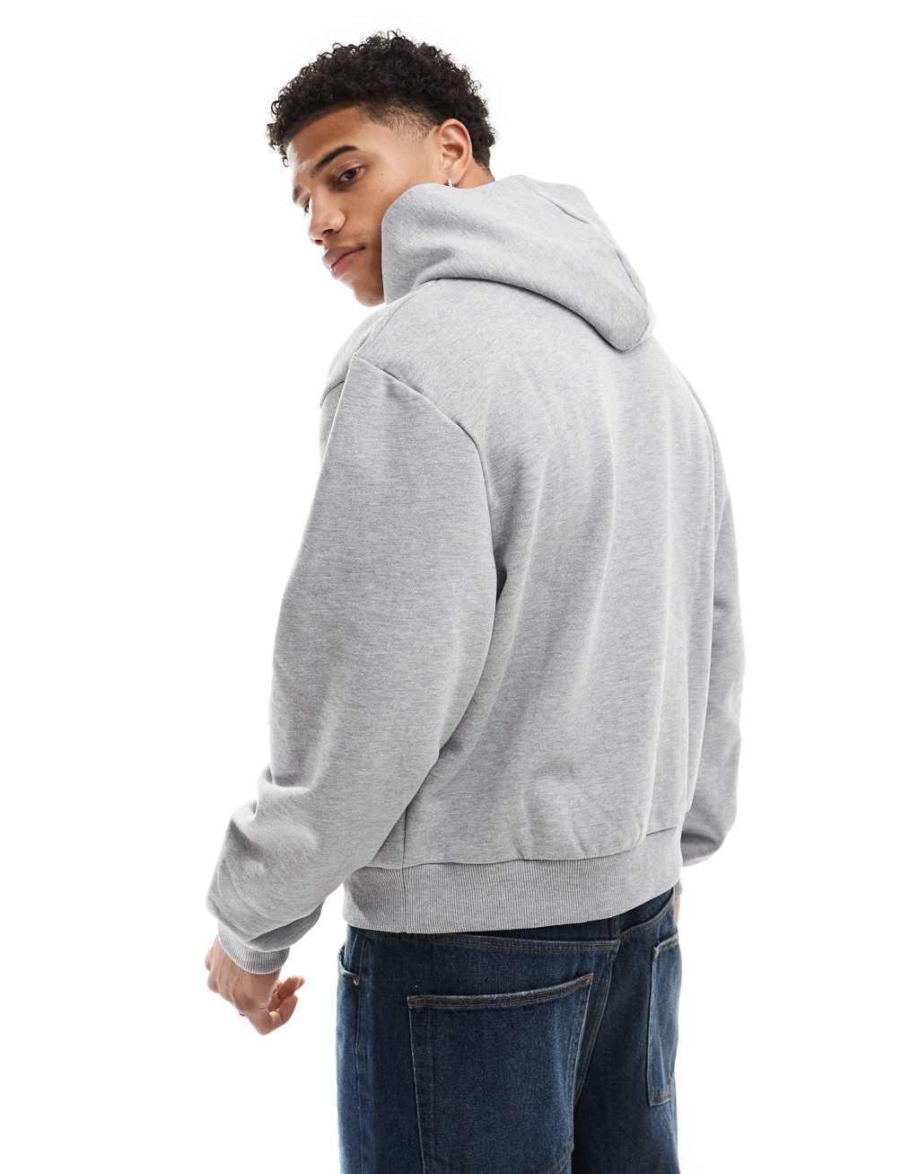 ASOS DESIGN heavyweight boxy oversized hoodie in heather gray Product Image