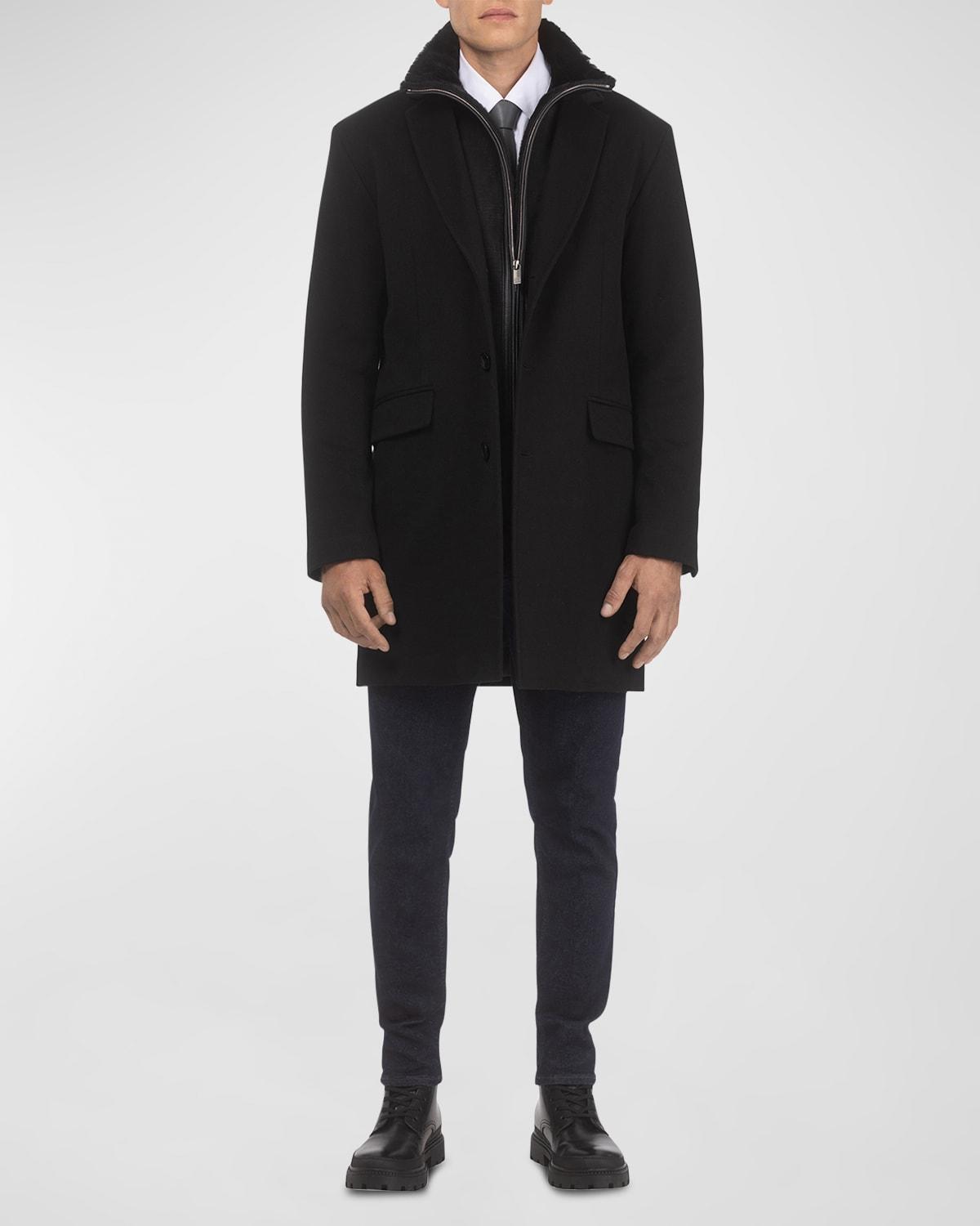 Mens Loro Wool Short Coat with Merino Shearling Lamb Trim Product Image