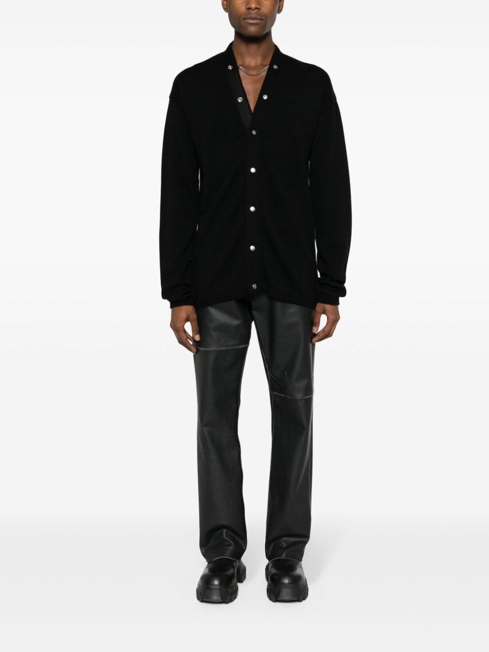 RICK OWENS Decorative Buttons Virgin-wool Cardigan In Nero Product Image