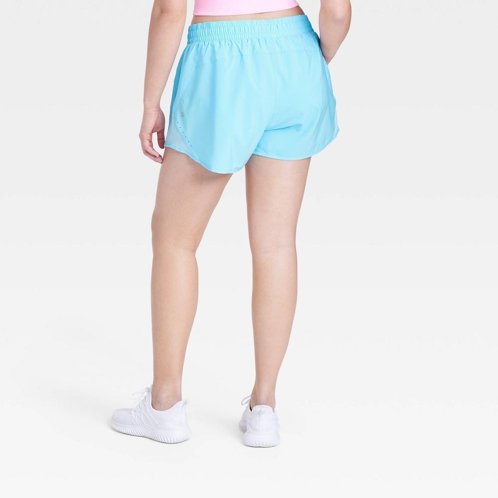 Womens Woven Mid-Rise Run Shorts 3 - All In Motion Light Blue M Product Image