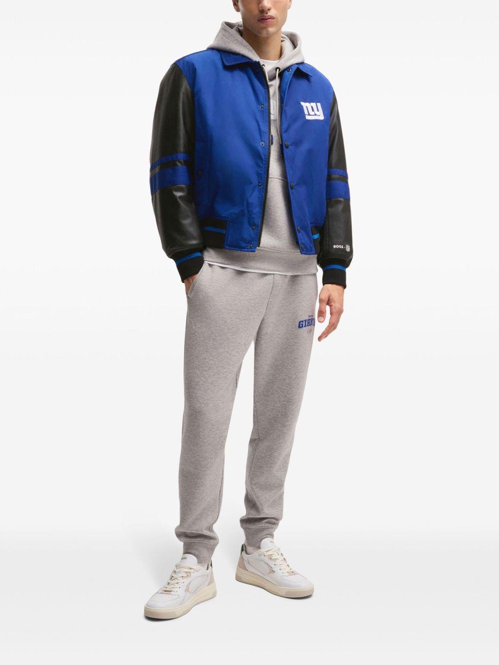 HUGO BOSS Boss X Nfl Mixed-material Jacket With Faux-leather Sleeves In Giants Product Image