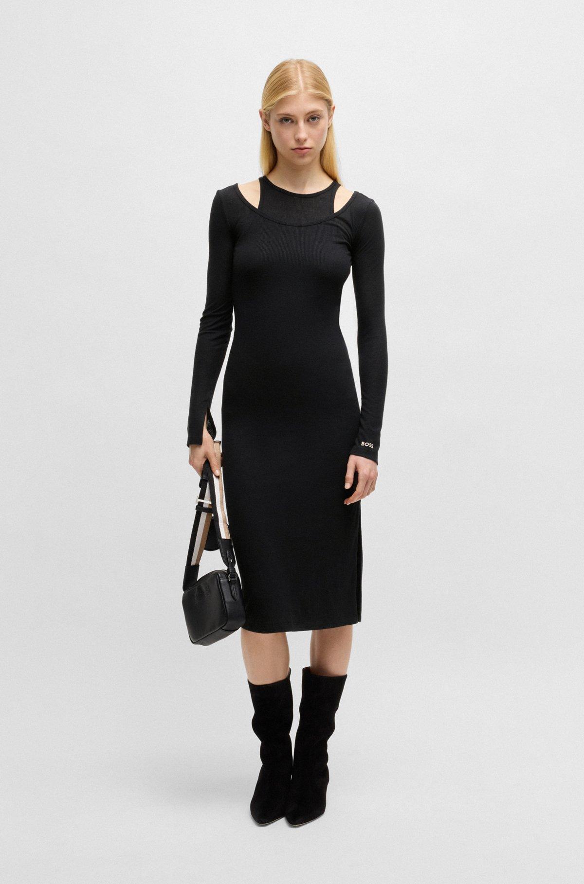 BOSS - Two-in-one dress with layered effect - Black Product Image