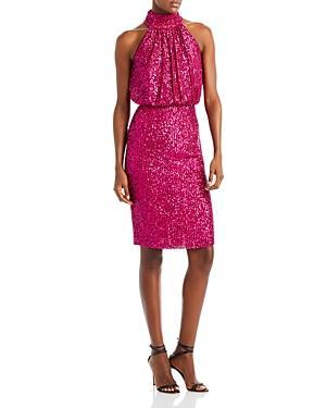 Eliza J Women's Sleeveless Mock Neck Sequin Dress, 8 Product Image