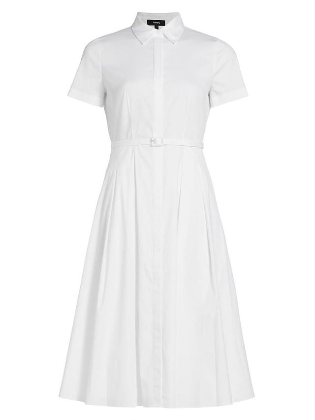 Womens Belted Cotton-Blend Shirtdress Product Image