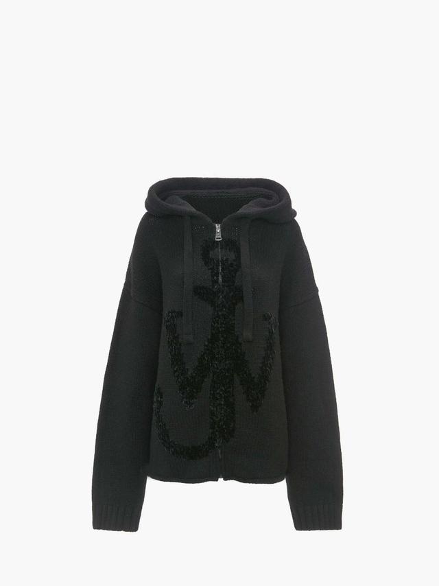 ANCHOR LOGO HOODIE WITH ZIP in black | JW Anderson US  Product Image