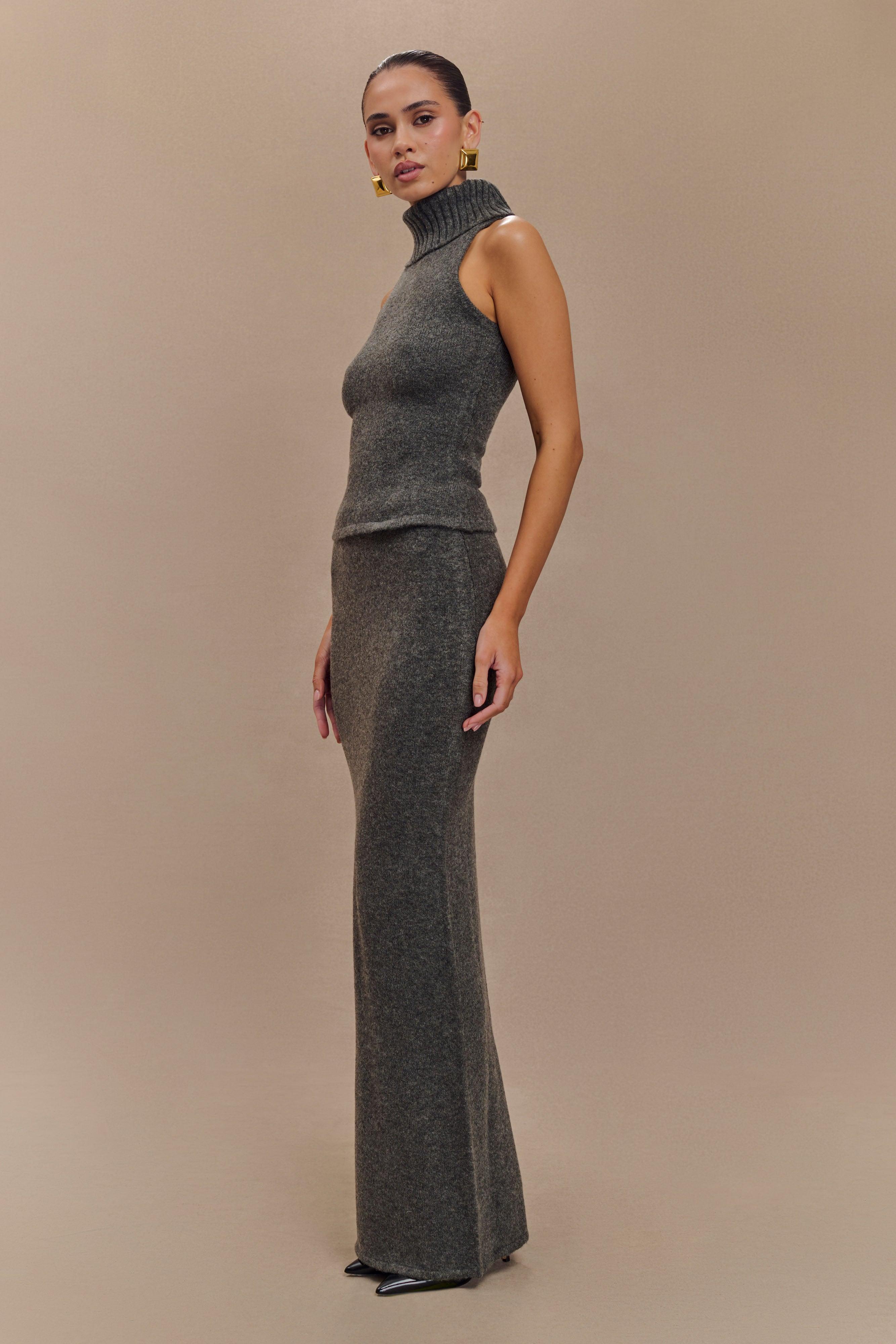 Elise Knit Maxi Skirt - Charcoal Marle Product Image