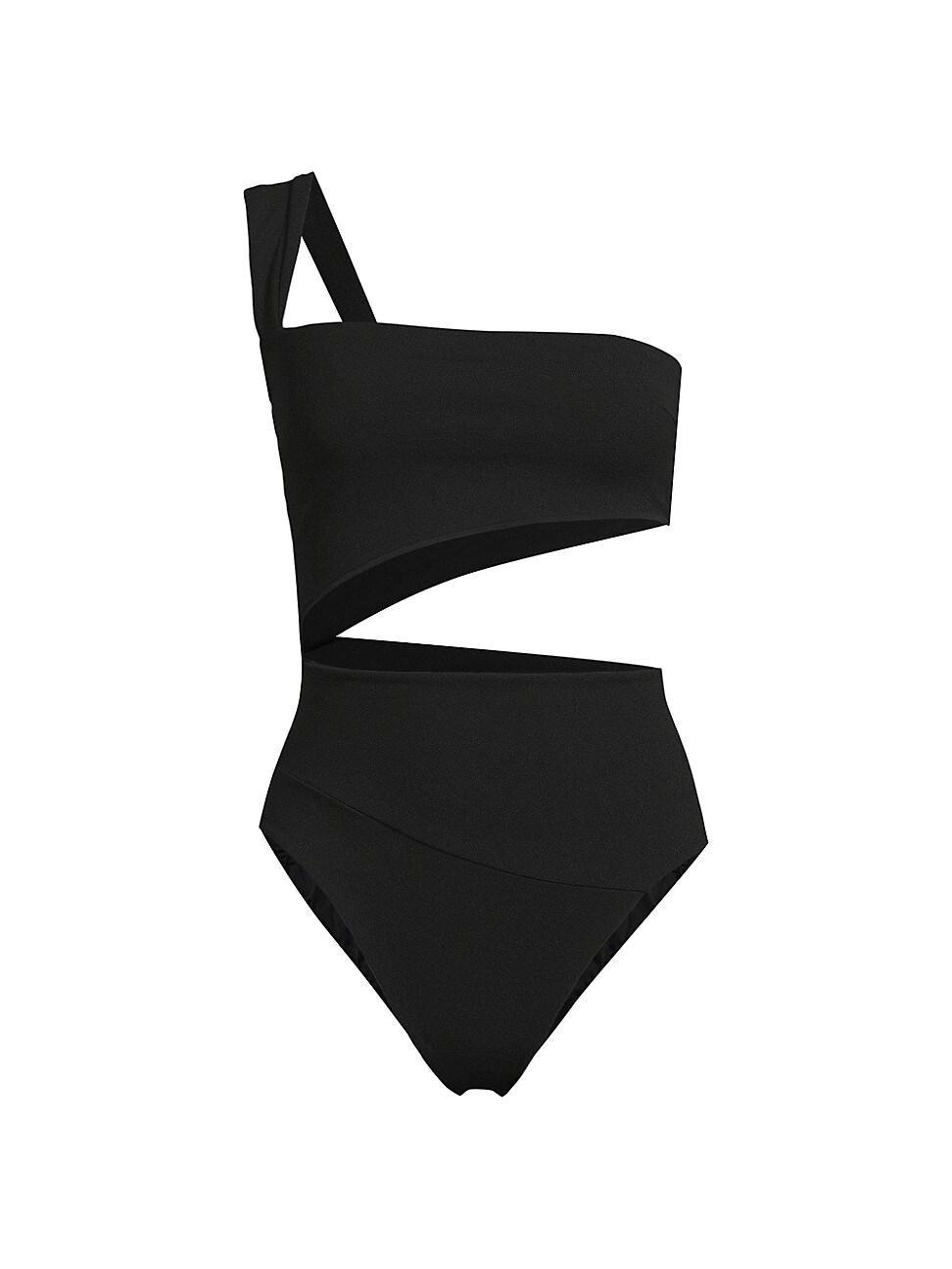 Womens Asymmetric Cut-Out One-Piece Swimsuit Product Image