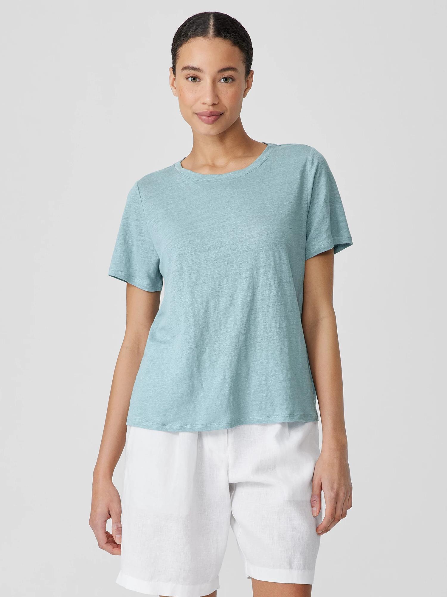 EILEEN FISHER Organic Linen Jersey Crew Neck Teefemale Product Image