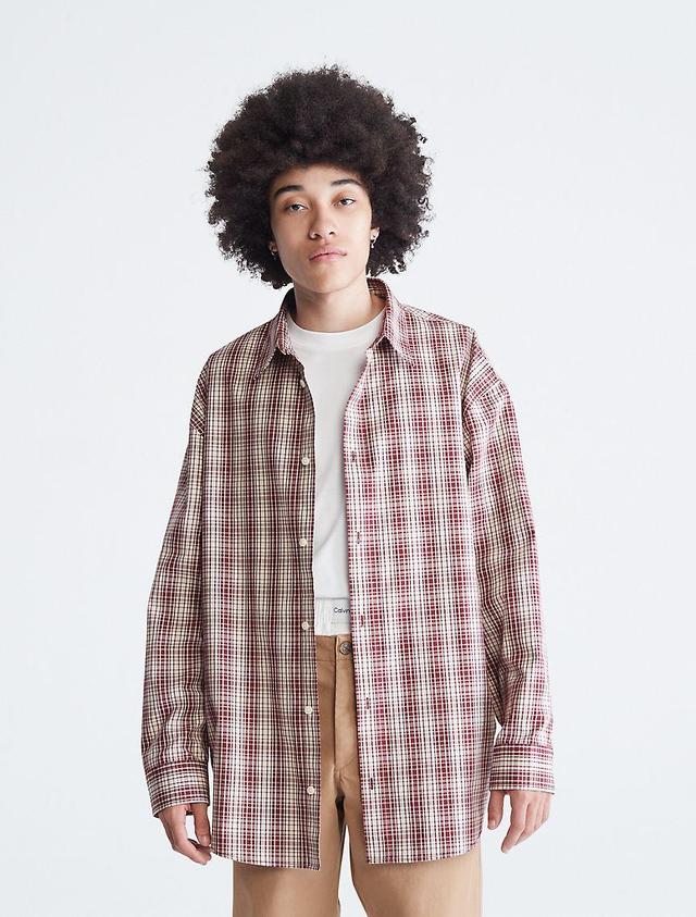 Relaxed Fit Plaid Button-Down Shirt Product Image