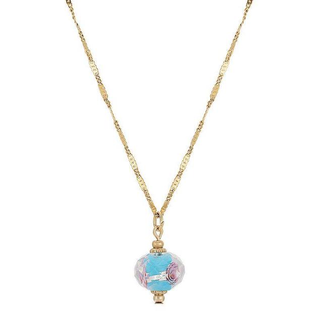 1928 Gold Tone Flower Bead Necklace, Womens Blue Product Image