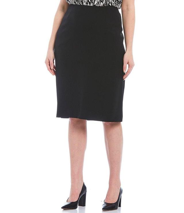 Kasper Plus Size Stretch Crepe Skimmer Skirt Product Image