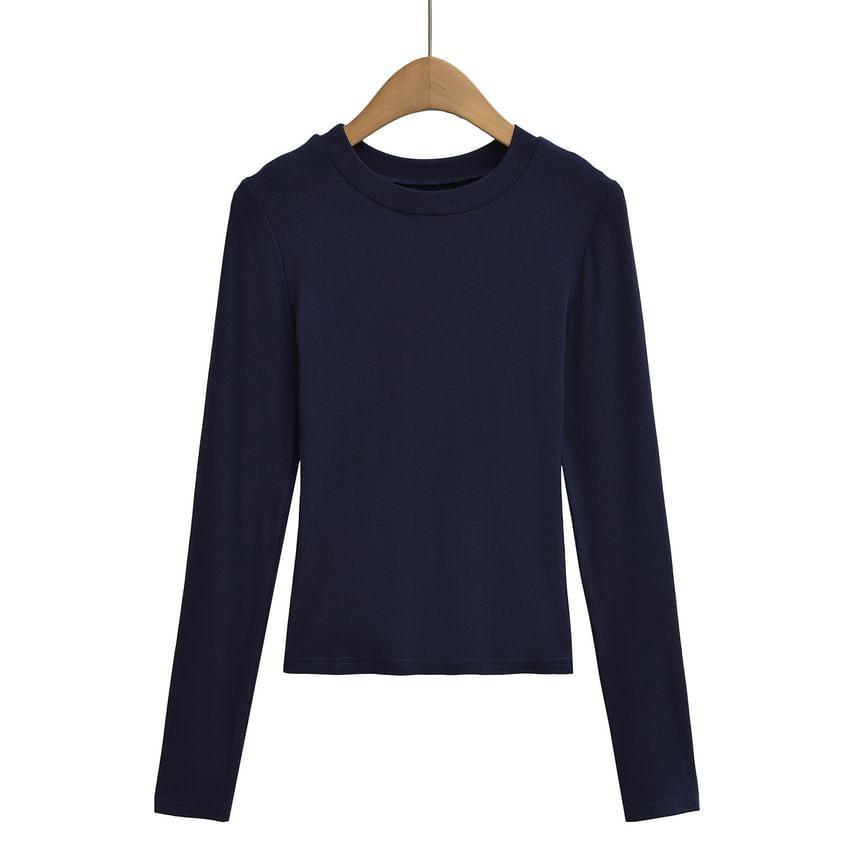 Long-Sleeve Crewneck Plain Tee Product Image